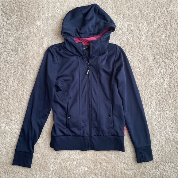 Bench Full Zip Hoodie Womens Size M / US 8 Purple Thumbhole Pockets Printed Logo - Picture 1 of 13
